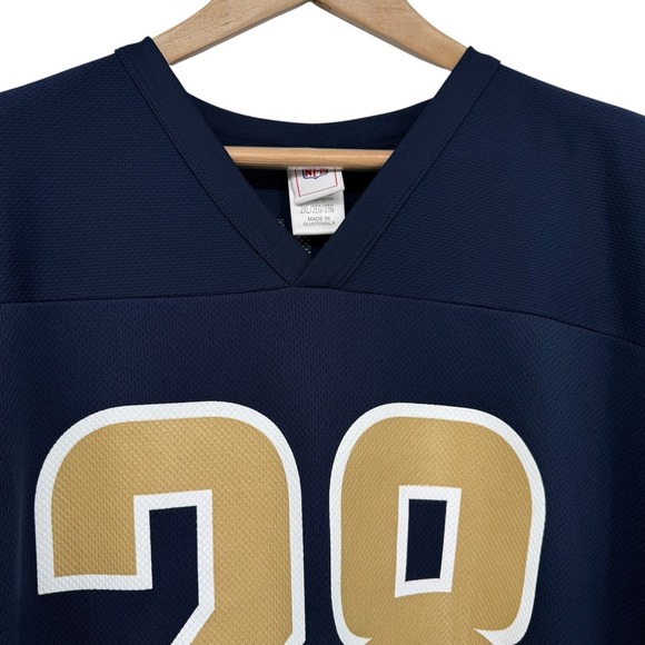 Marshall Faulk 28 St Louis Rams Jersey 2XL NFL Team Apparel Navy Gold Micro Mesh - Picture 3 of 11